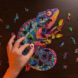 UNIDRAGON Houten Puzzel Dier - Regenboogkleurige Kameleon - King Size - 31 x 41 cm image 8