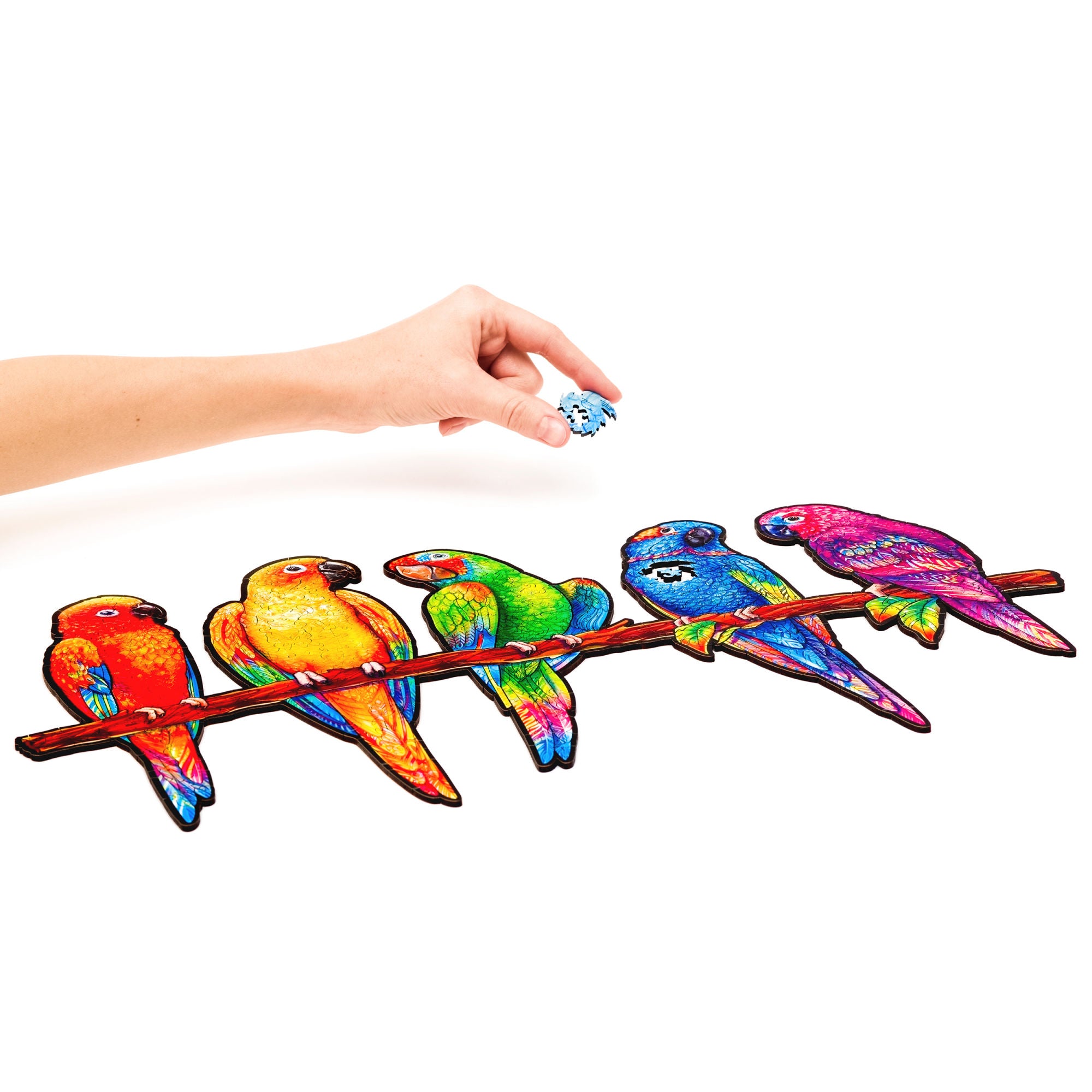 UNIDRAGON Houten Puzzel Dier - Speelse Papegaaien - King Size - 49 x 27 cm image 7