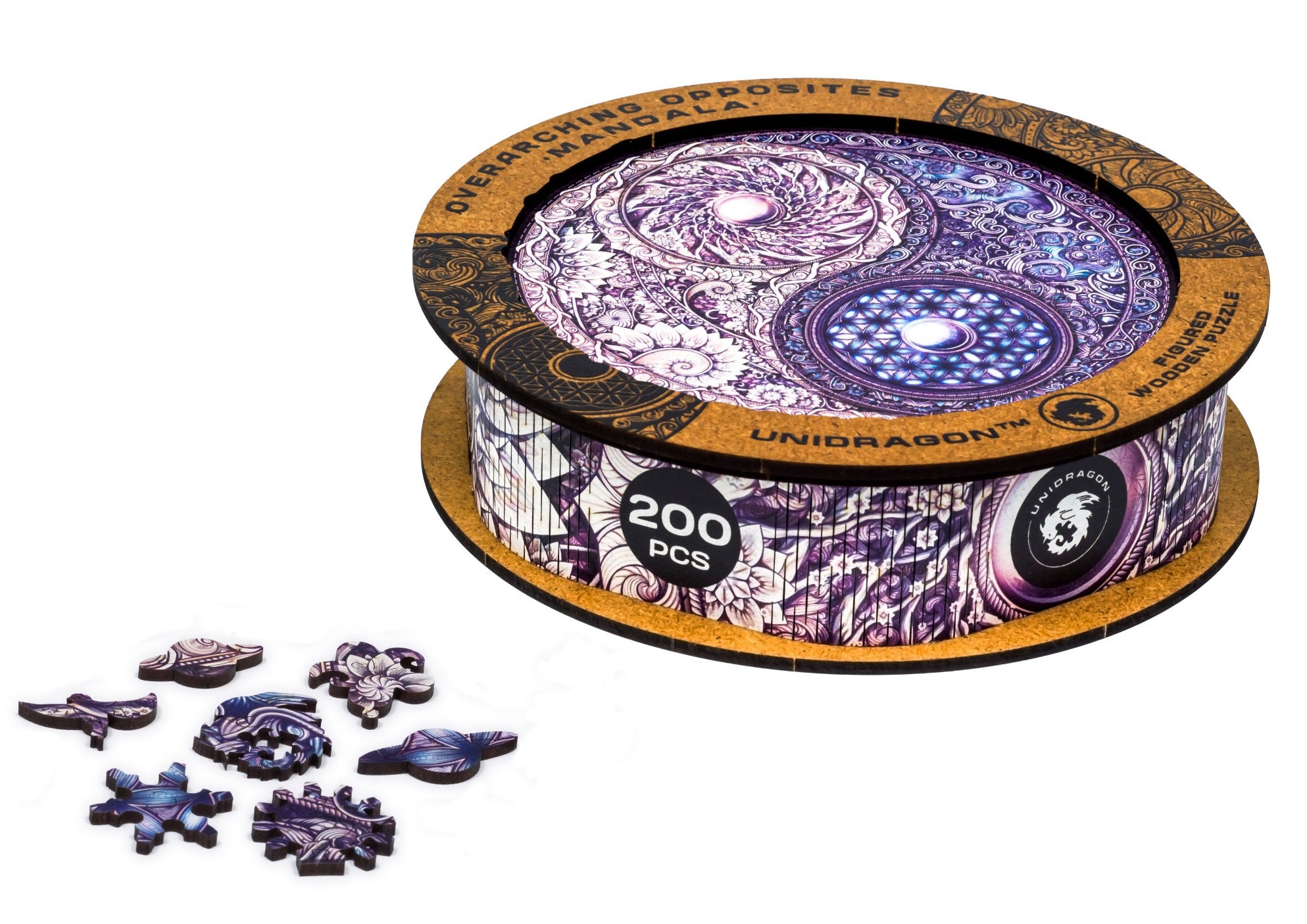UNIDRAGON Houten Puzzel Mandala - Overkoepelende Tegenstellingen - Medium - 25 x 25 cm image 14