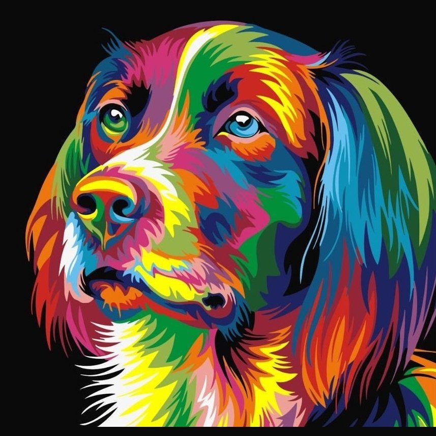 Best Pause Hond multikleur Schilderen op nummer 40x50 cm - DIY Hobby Pakket