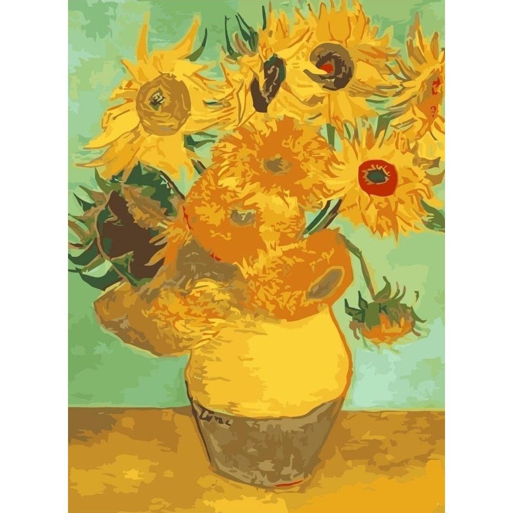 Best Pause Zonnebloemen Vincent van Gogh Schilderen op nummer 40x50 cm - DIY Hobby Pakket
