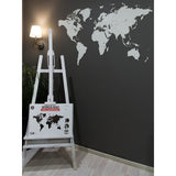 MiMi Innovations Luxe Houten Wereldkaart Muurdecoratie 130x78 cm/51.2x30.8 inch - Wit