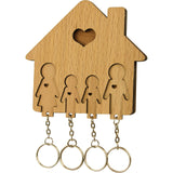 MiMi Innovations Schlüsselhalter mit Schlüsselring aus Holz – Familie mit 2 Söhnen