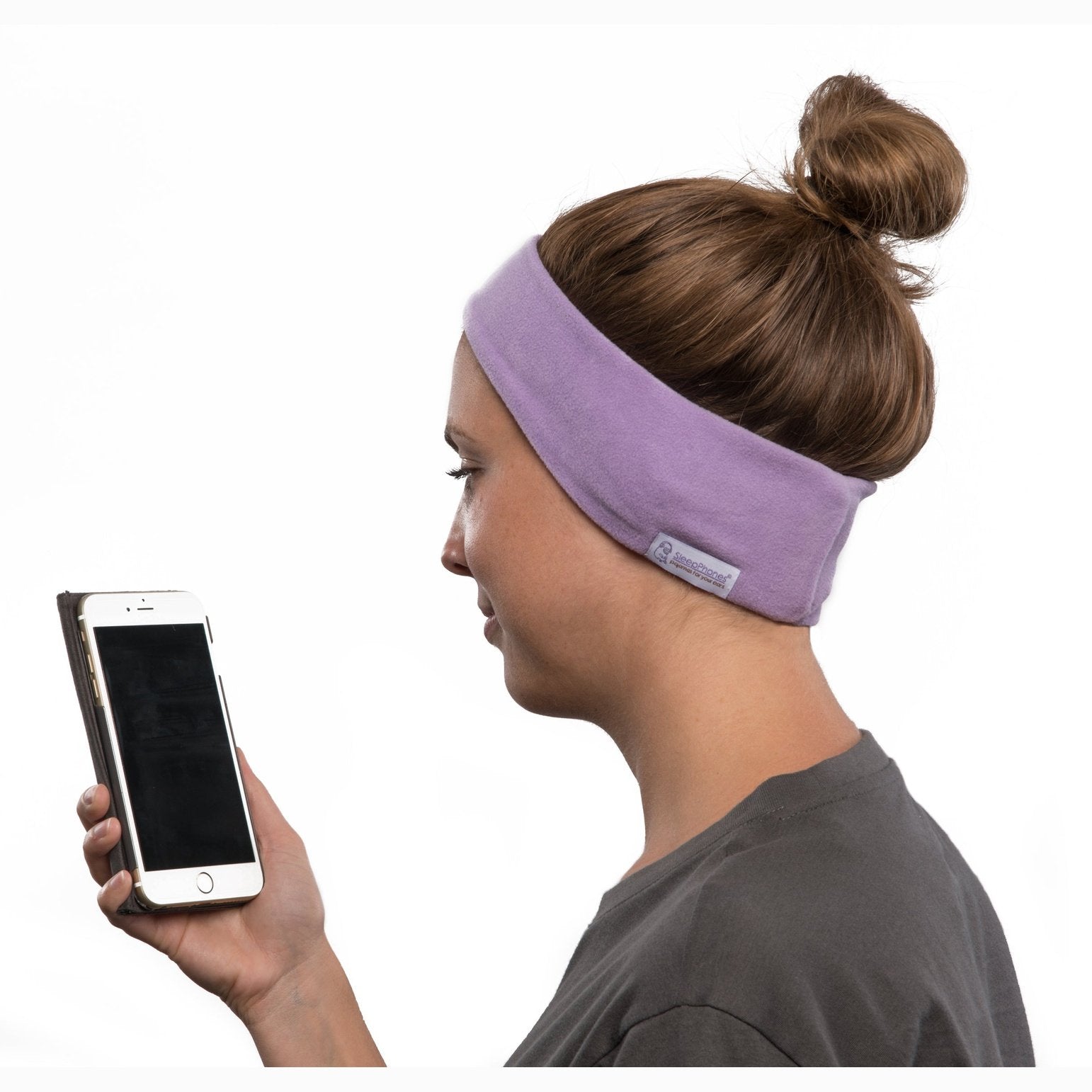 SleepPhones® Effortless v6 Fleece Quiet Lavender Bluetooth-hoofdtelefoon met Draadloos QI Opladen - Small