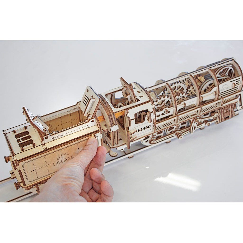 Ugears Houten Modelbouw - Locomotief met Tender