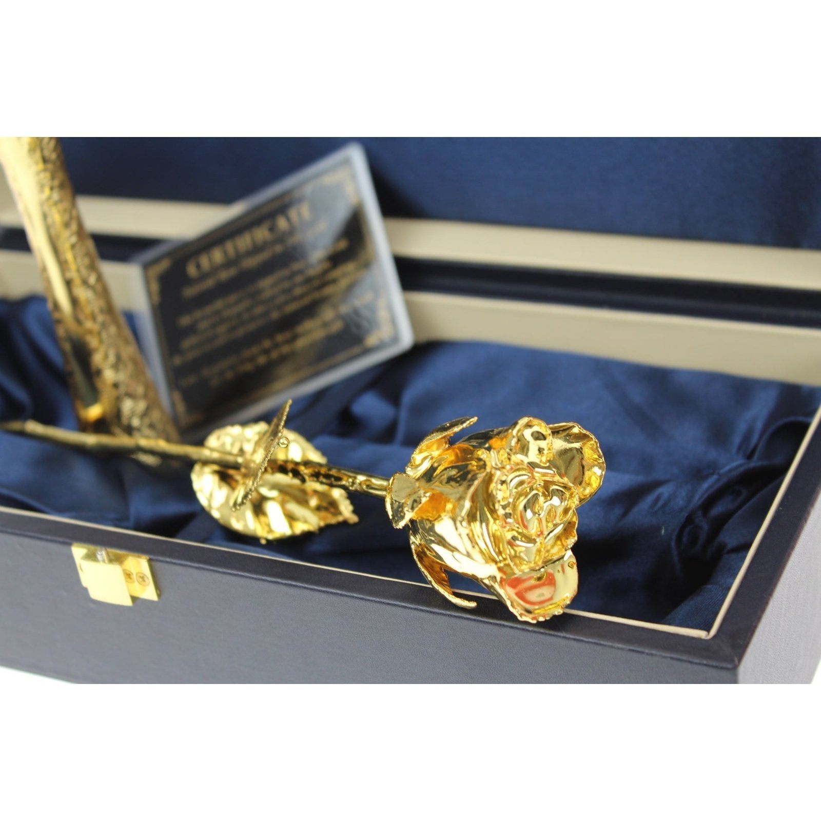 United Entertainment Roos met Gouden Vaasje in Luxe lederen doos