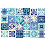 Walplus Daliah Mediterraanse Tegelsticker Donkerblauw/Blauw/Wit 15x15 cm - 24 stuks