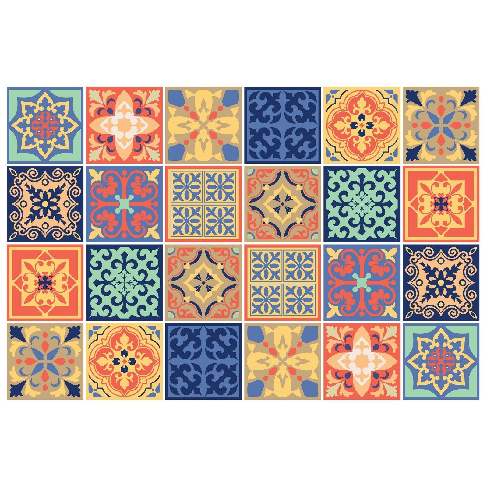 Walplus Mara Kleurrijke Mediterraans Tegelsticker Multikleur 15x15 cm - 24 stuks