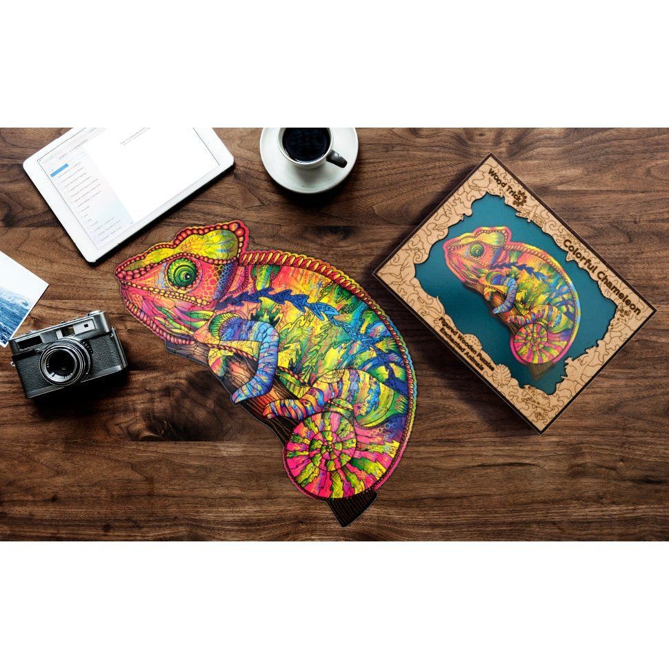 Wood Trick Kleurrijke Kameleon Houten Vormpuzzel 33.8x29.5 cm - 143 stukjes