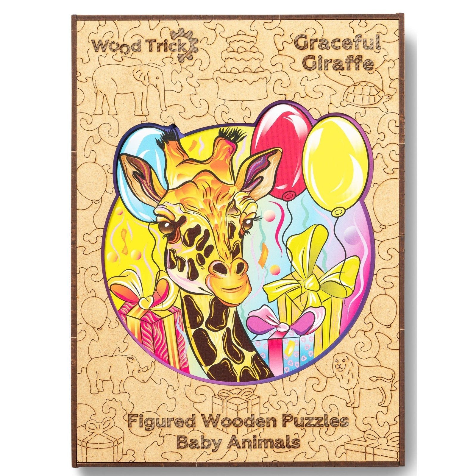 Wood Trick Sierlijke Giraffe Houten Vormpuzzel 24x23 cm - 110 stukjes