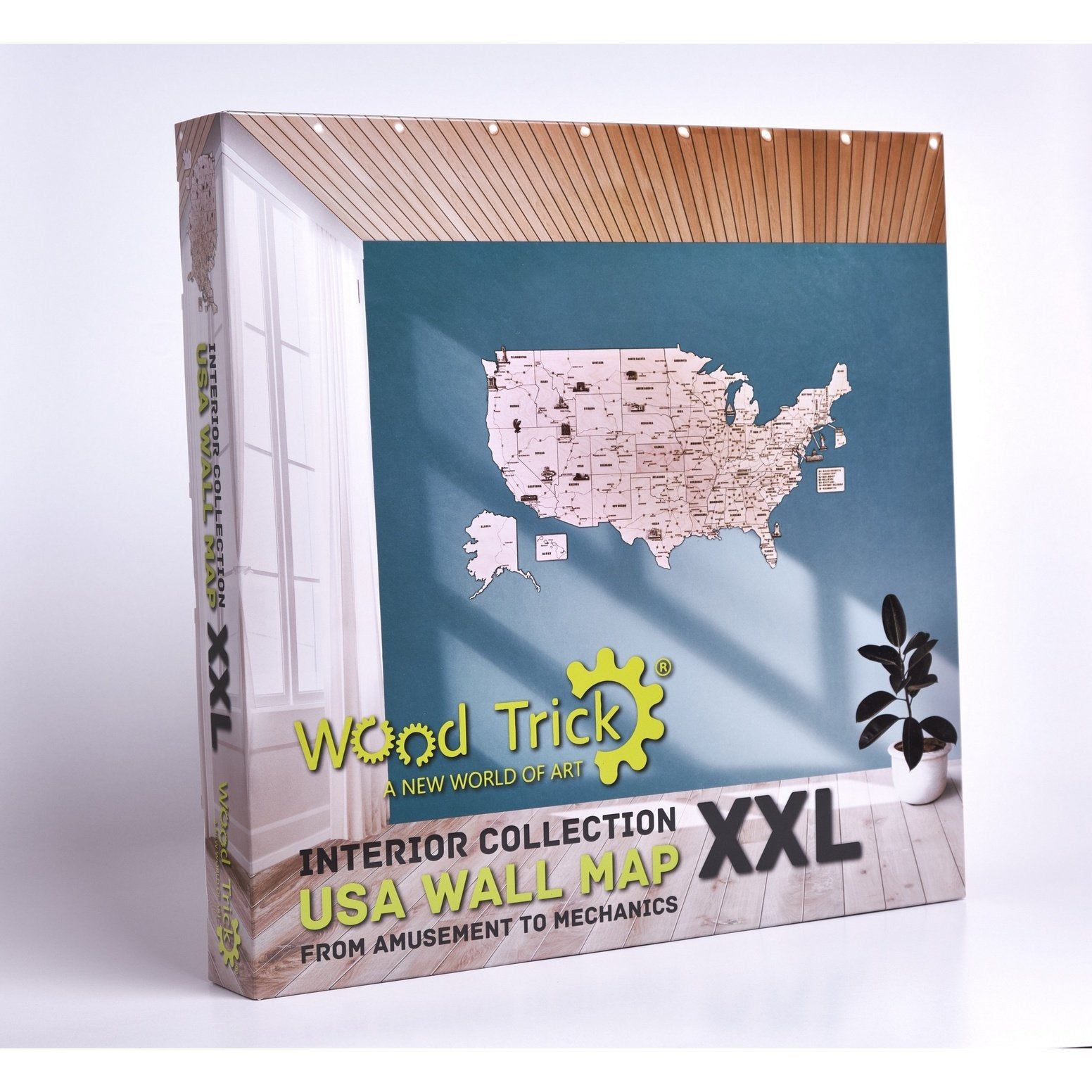 Wood Trick USA Kaart XXL Houten Modelbouw - 132,5x80 cm