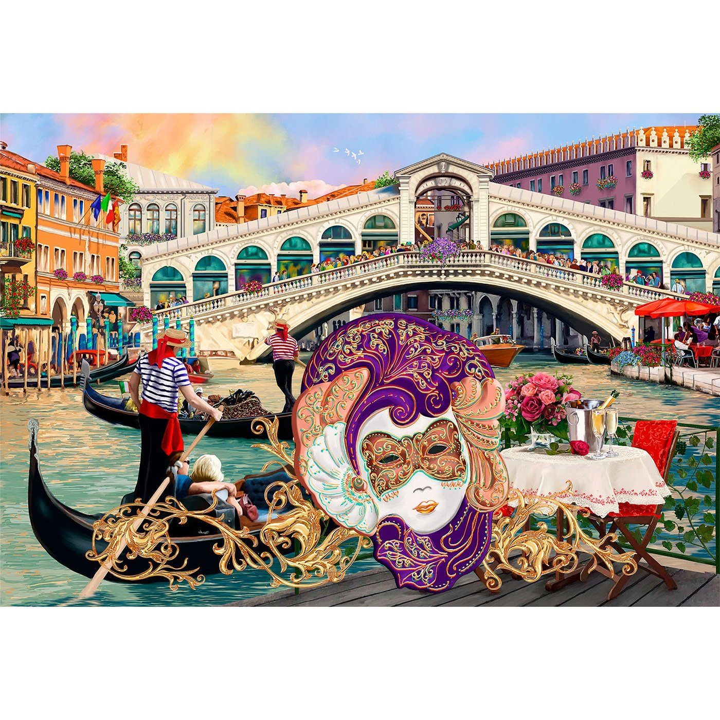 Wooden City Carnaval van Venetië XL Houten Vormpuzzel 52x37,5 cm - 600 stukjes