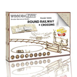 Wooden City Ronde Rails met Spoorwegovergang - Houten Modelbouw