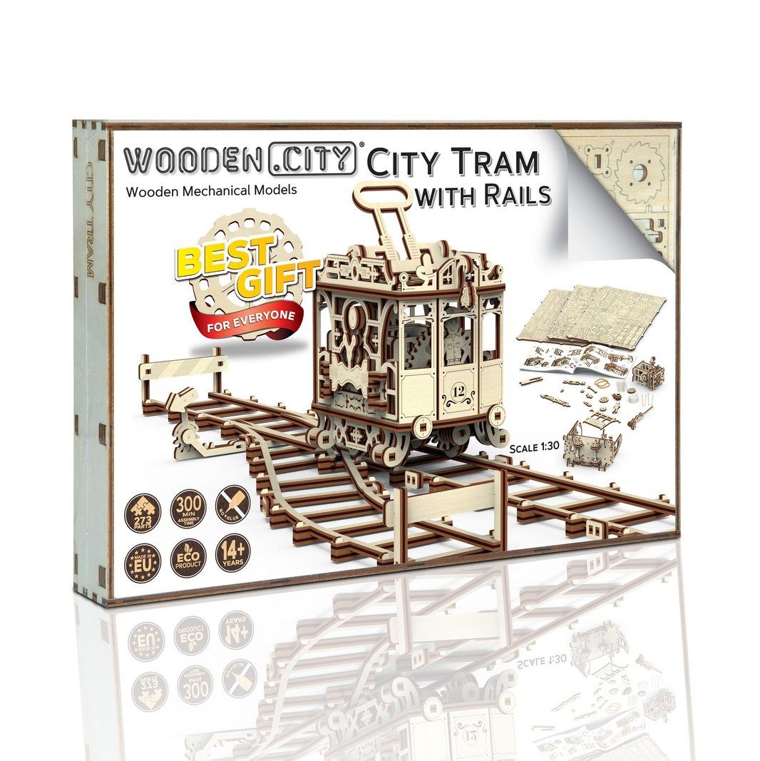 Wooden City Stadstram met rails - Houten Modelbouw