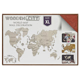 Wooden City Wereldkaart XL Houten Modelbouw 120x80 cm - Koraalrood